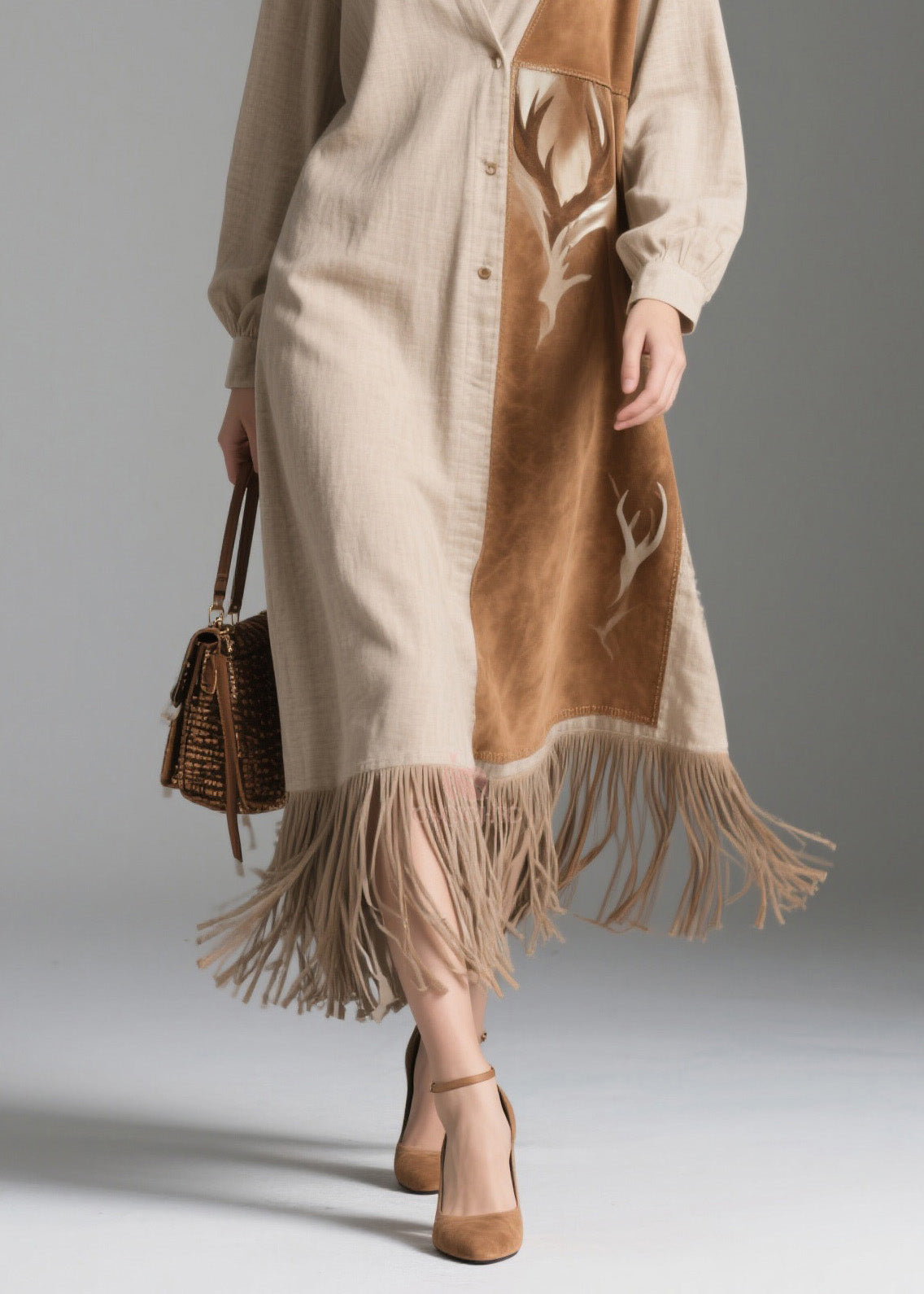 Bohemian Peter Pan Collar Tassel Patchwork Cotton Dresses Spring
