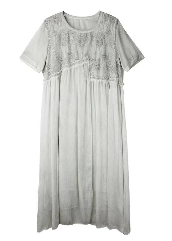 Boho Beige Print Chiffon Asymmetrical Design Summer Maxi Dresses