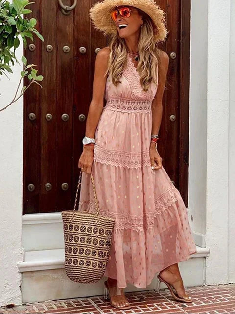 Paula Aesthetic Maxi Dress Boho Lace Statement Occasion Edit