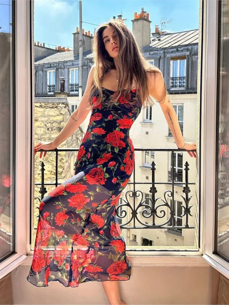 Boho Slim Fit Printed Off-Shoulder Floral Dress