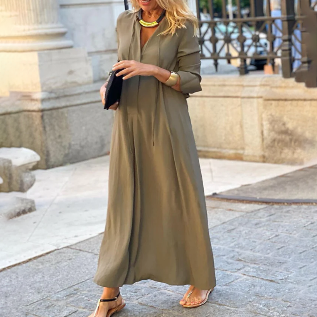 Audrey Premium Long Sleeved Maxi Dress Elevated Occasion Wear