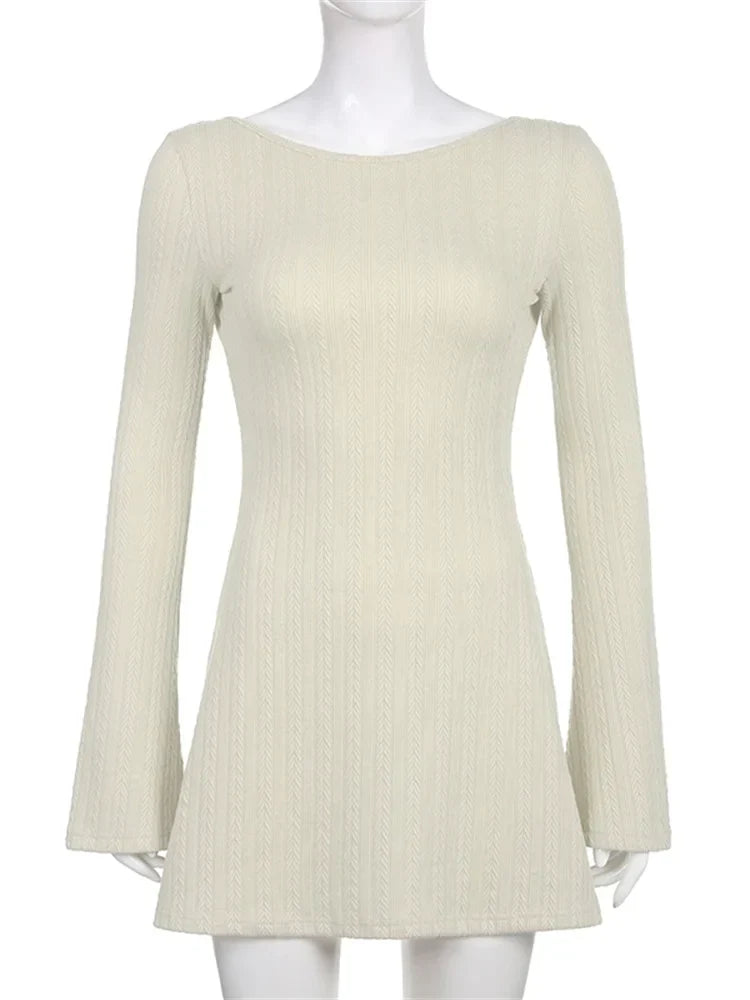 Slim Fit Oneck Solid Party Mini Dresses