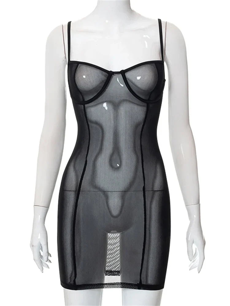 Mesh See Through Summer Mini Dresses