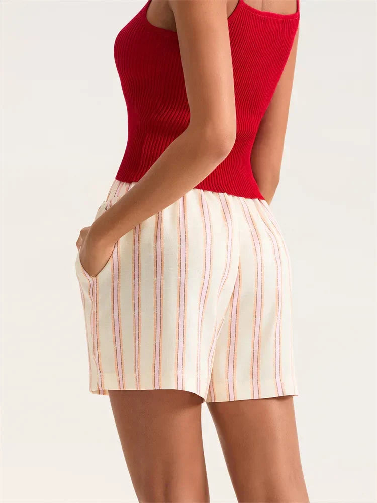 Striped Wide Leg Pocket Short