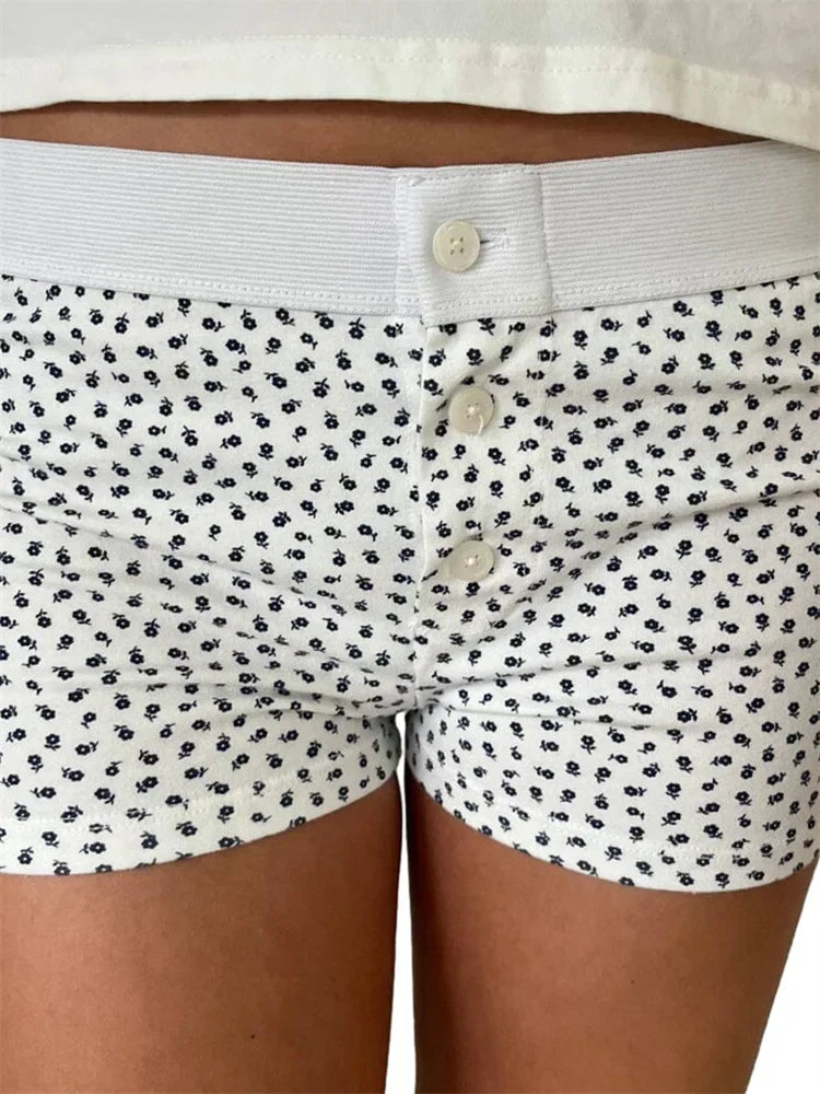 Floral Striped Pajama Sleep Short grey / S short-250223