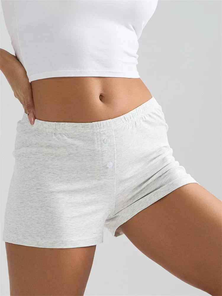 Solid Elastic Waist Sleep Short