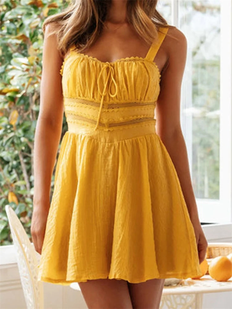 Summer ALine Sleeveless Strap Mini Dresses