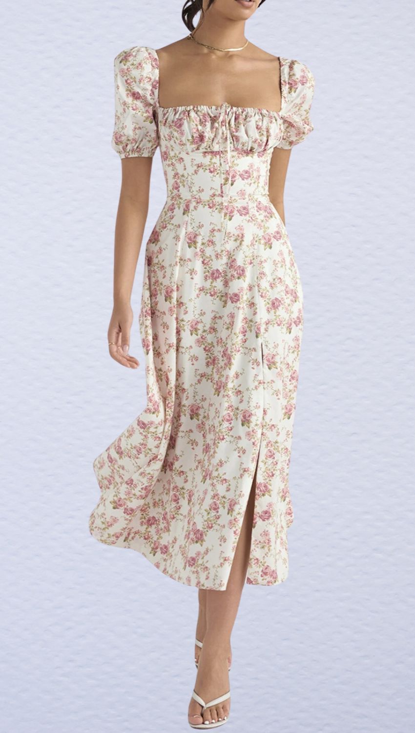 Denisse Minimalist Floral Print Summer Dress Boutique Collection