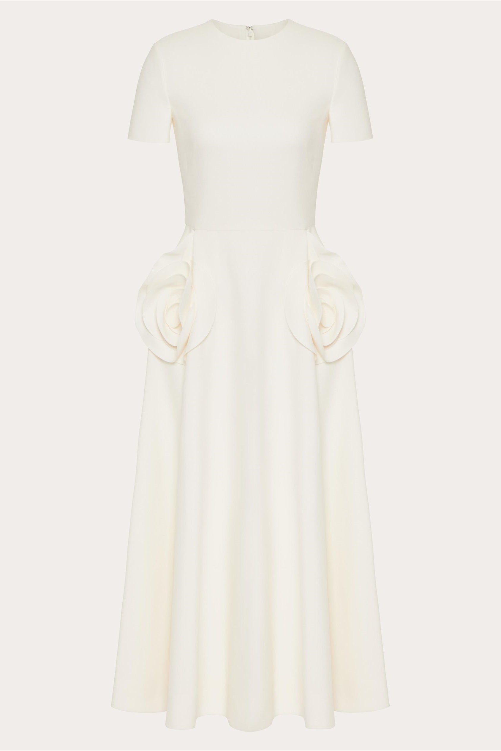 Micaela Minimalist Short Sleeved Midi Dress with Floral Statement Occasion Edit