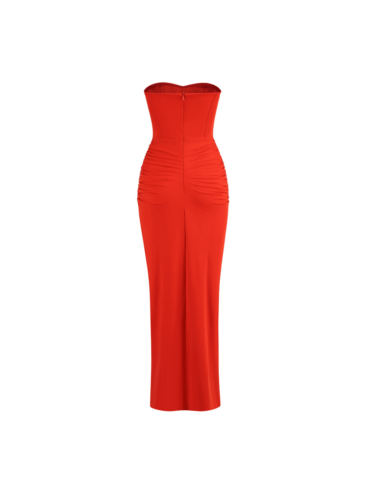 Strapless Ruched Dress In Red