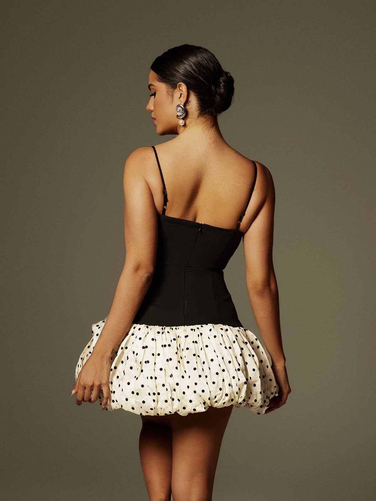 Spaghetti Dot Printed Mini Dress