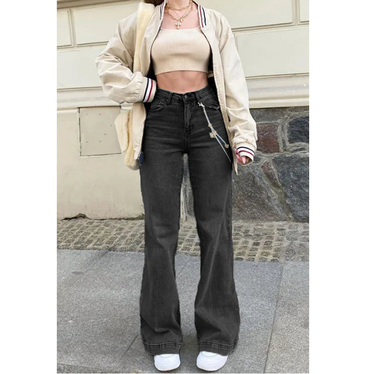 Casual Women's Flare High Waisted for Woman Streetwear Flared Denim Spring Summer Jean