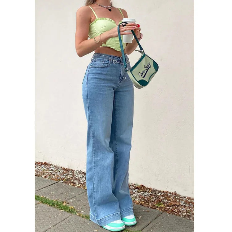 Casual Women's Flare High Waisted for Woman Streetwear Flared Denim Spring Summer Jean