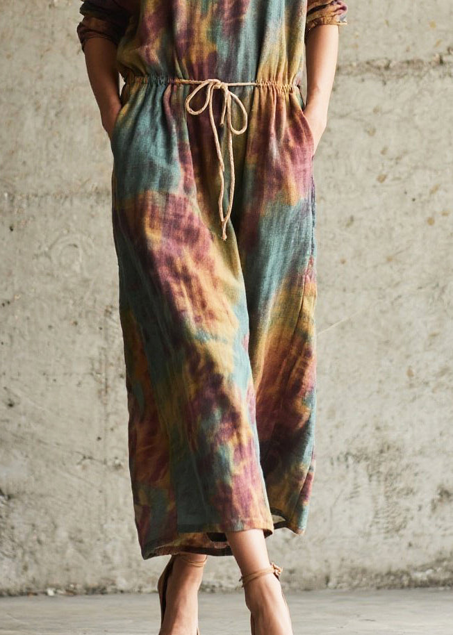 Chic Cinched Tie Dye Cotton Holiday Dress Fall