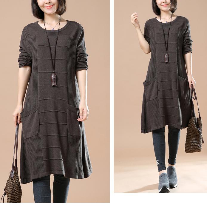Chocolate new causal sweater dresses plus size