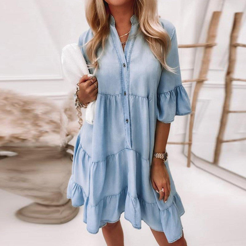 Margarita Womens Denim Dress Elegant Dress with Premium Casual Styling
