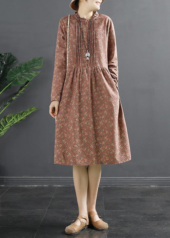 Classy Button Spring Pattern Blue Dresses