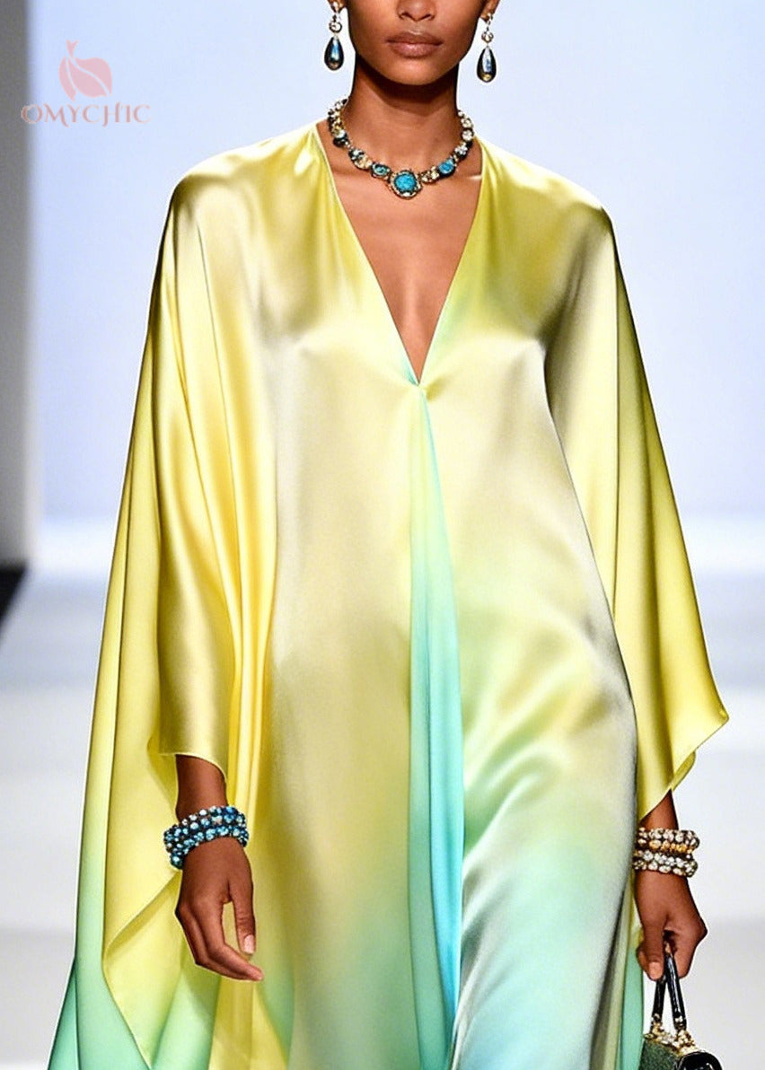 Classy Gradient Color Oversized Chiffon Holiday Dress Summer