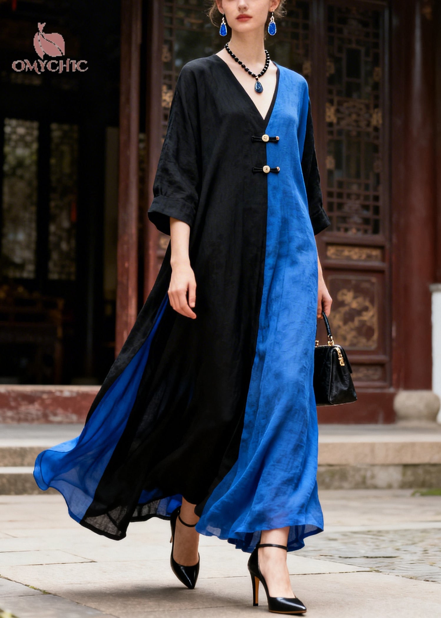 Colorblock Patchwork Cotton Holiday Dress Asymmetrical Summer