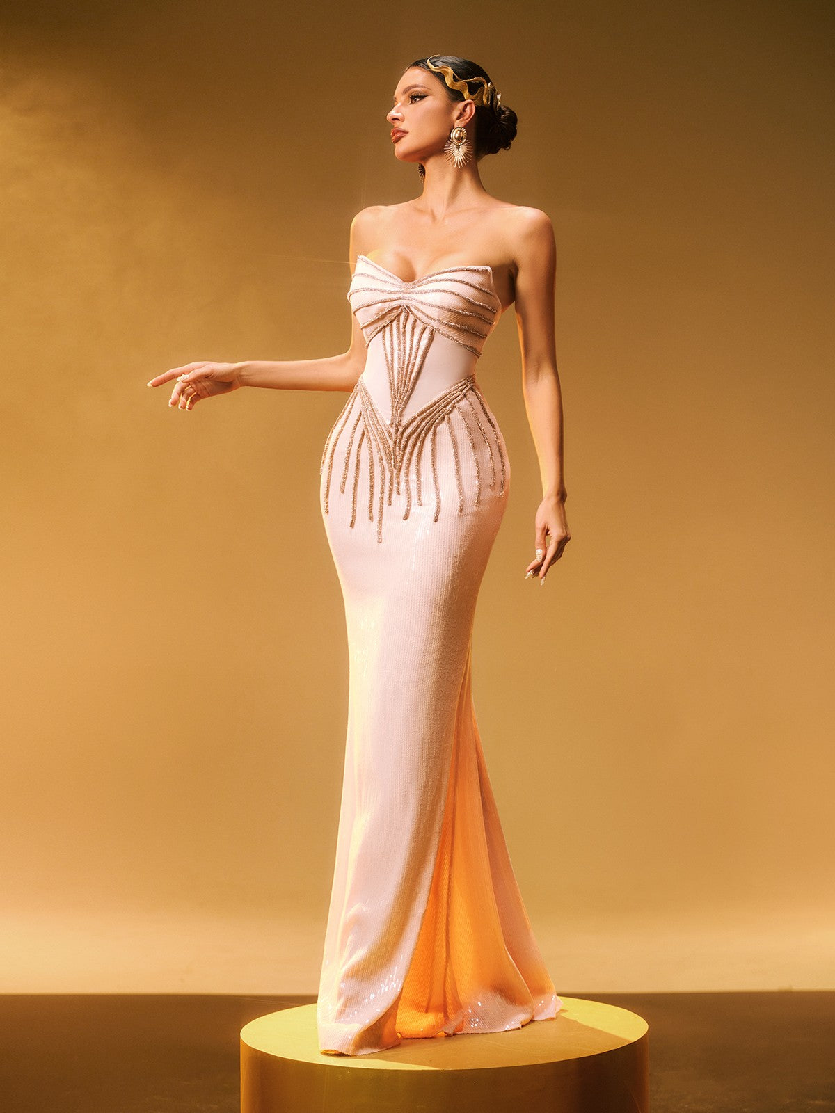 Strapless Sequin Maxi Dress