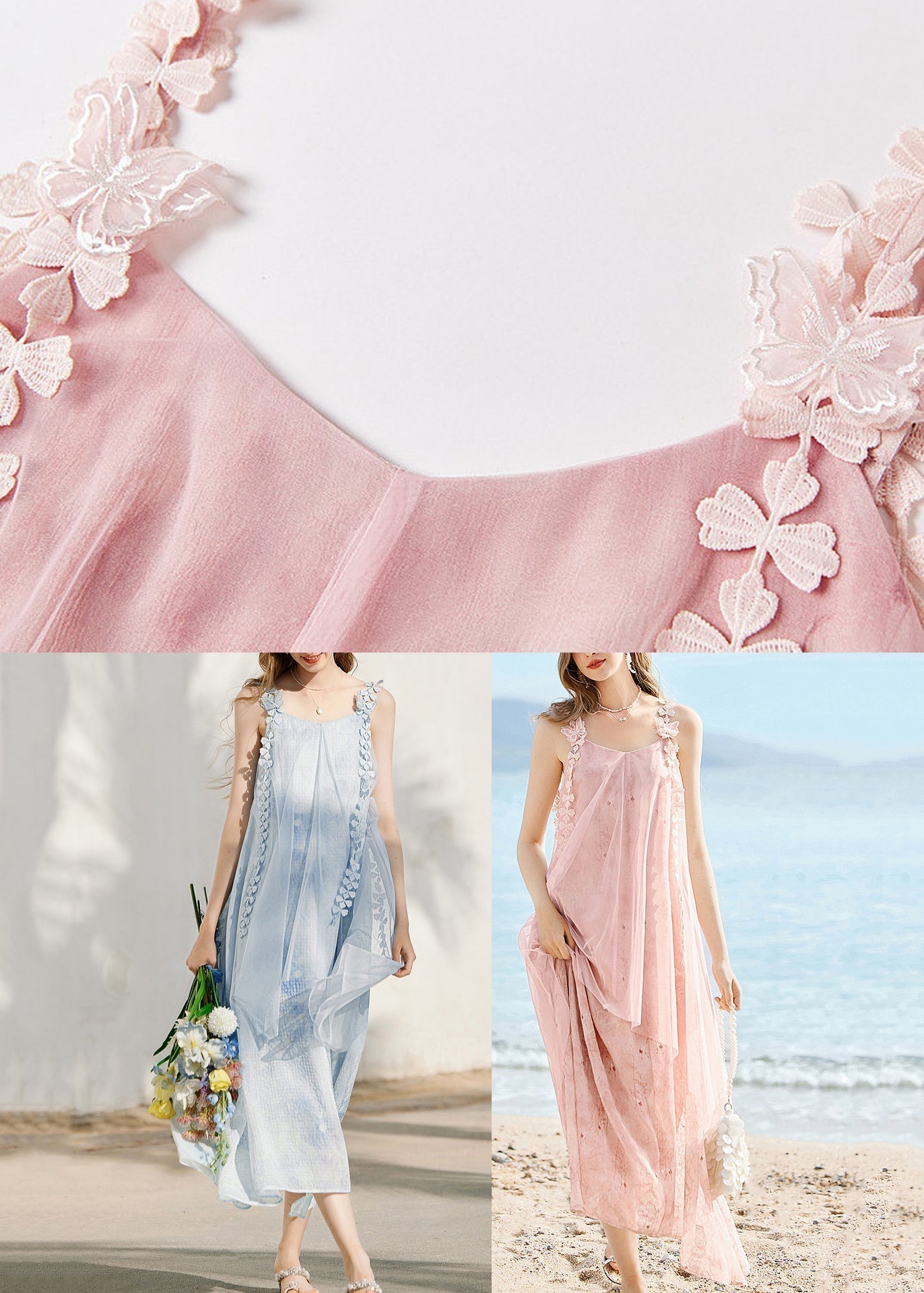 Cute Blue Print Silk Maxi Holiday Spaghetti Strap Dress Sleeveless