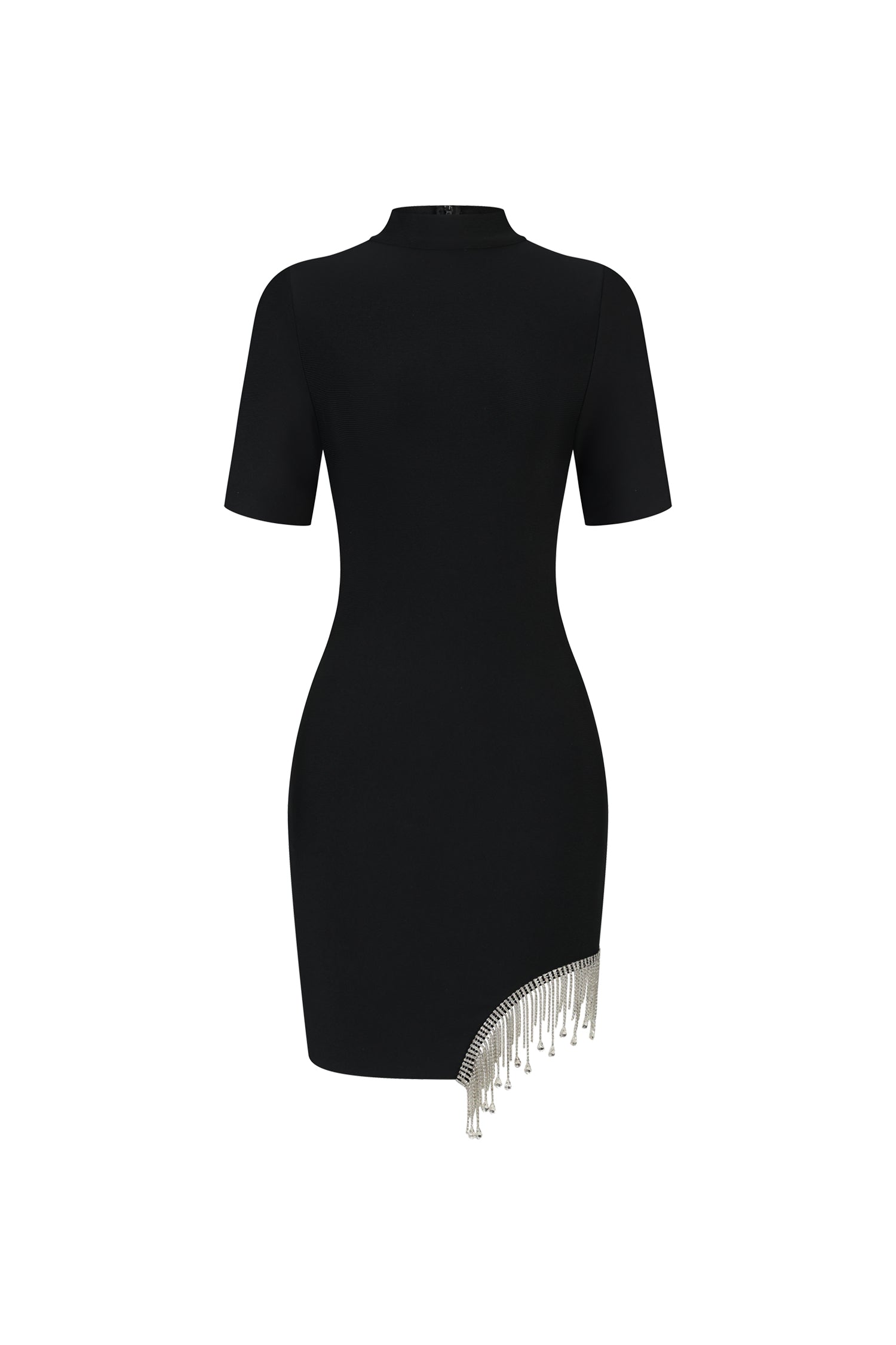 Short Sleeves Tassels Diamond Bandage Mini Dress