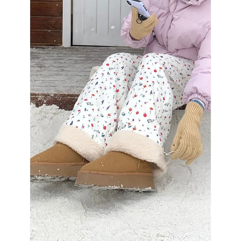 Quilted Brushed Winter Pants Y2K Pants