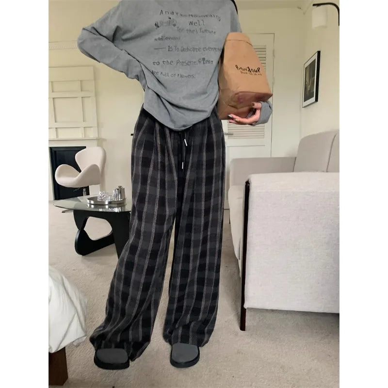 Woolen Plaid Vintage Winter Pants