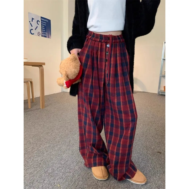 Woolen Plaid Vintage Winter Pants