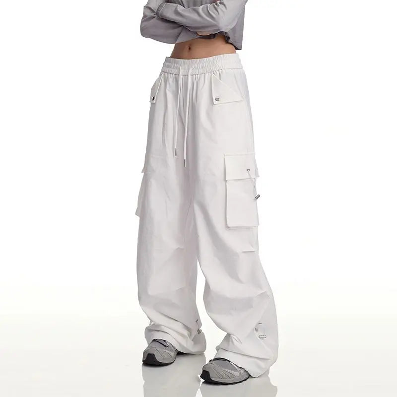 Y2K White Cargo Baggy Pants White / M
