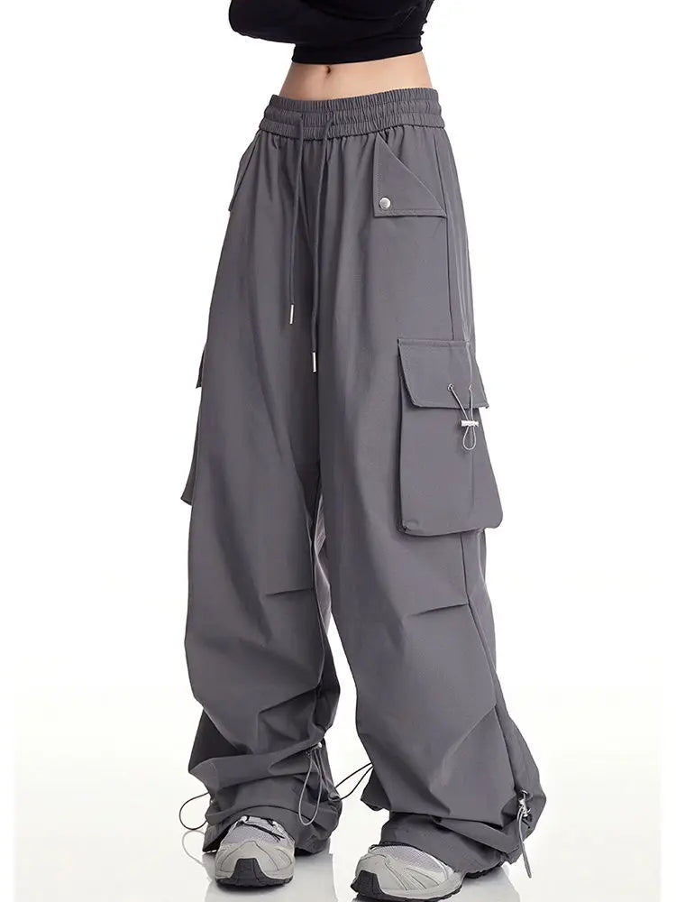 Y2K White Cargo Baggy Pants Gray / M