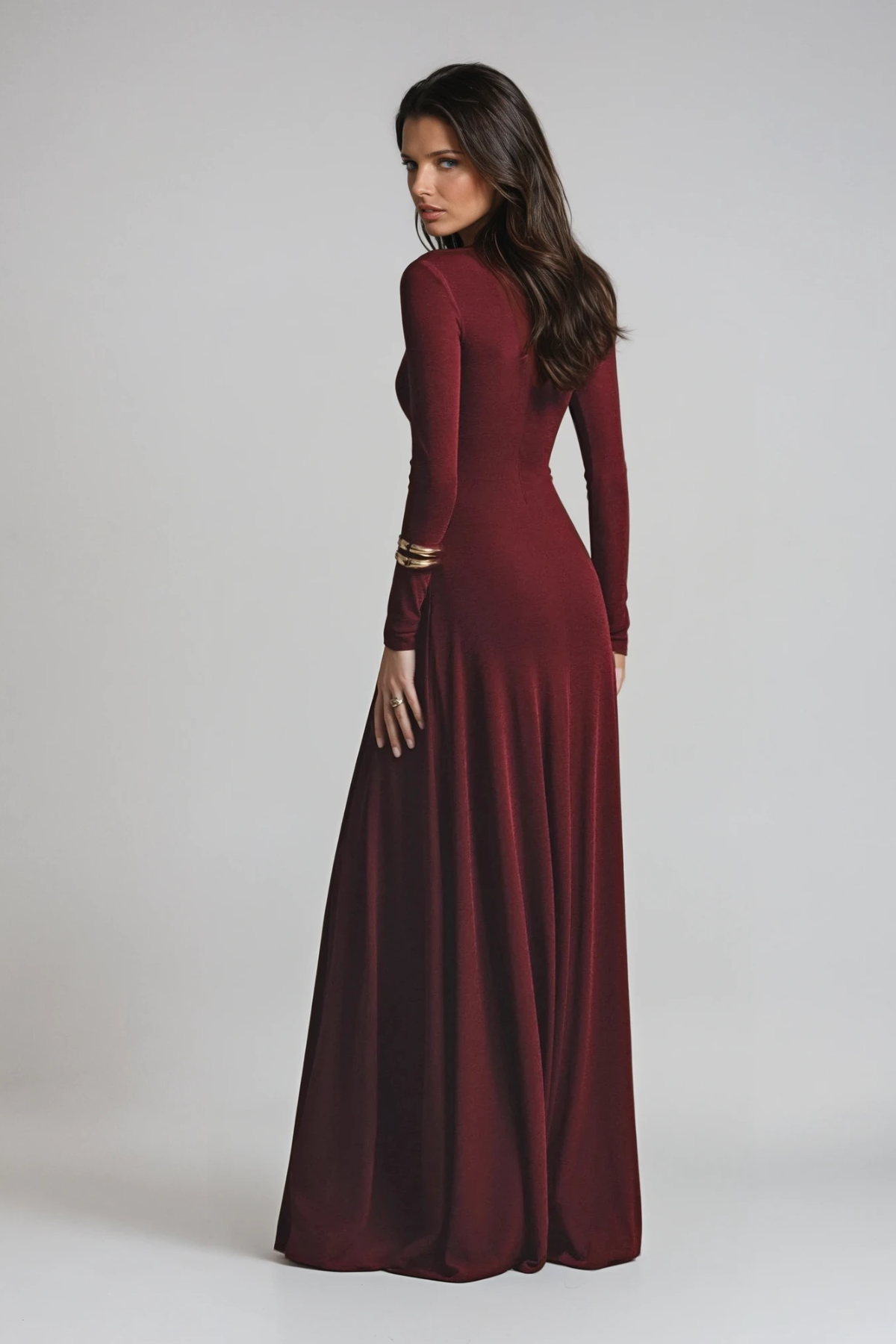 Desislav Bodycon Asymmetric Ruch Maxi Dress