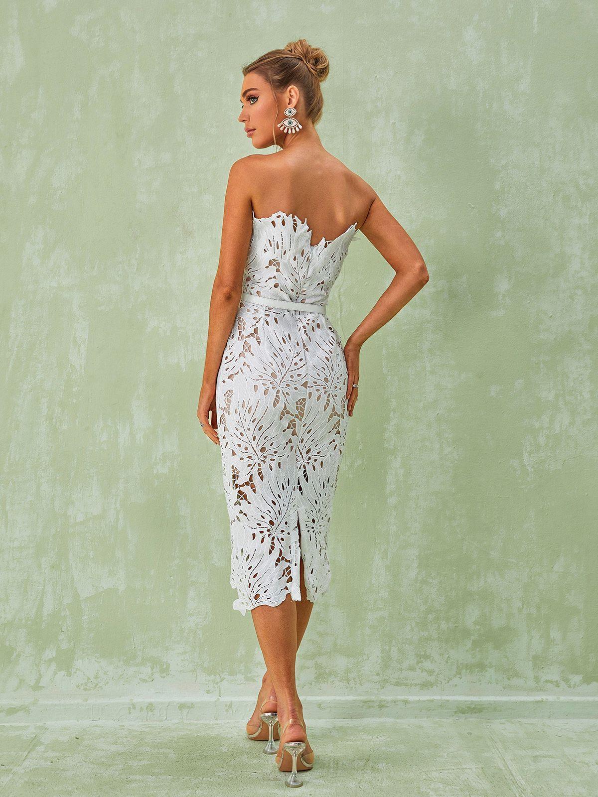 White Lace Midi Dress