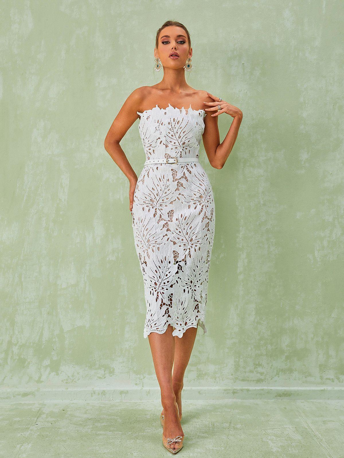 White Lace Midi Dress