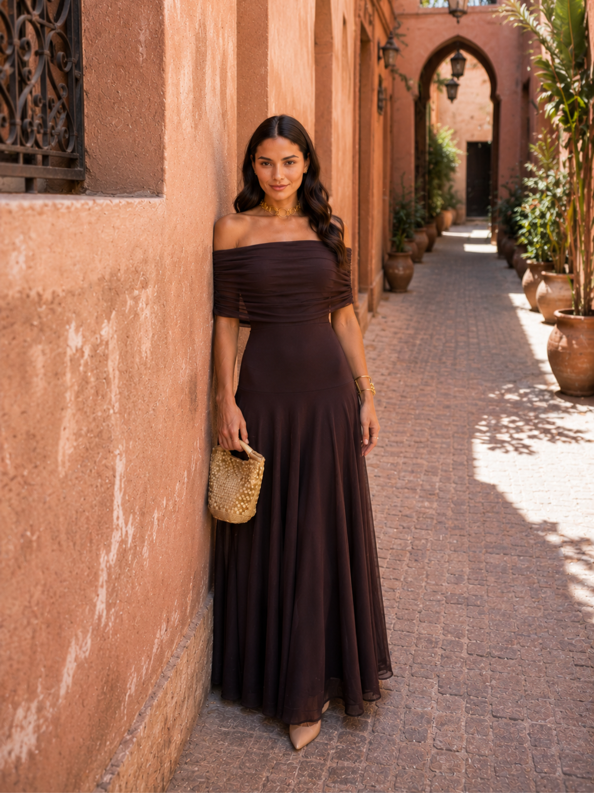 One-Shoulder Draped Ruched Flowy A-Line Maxi Gown 5