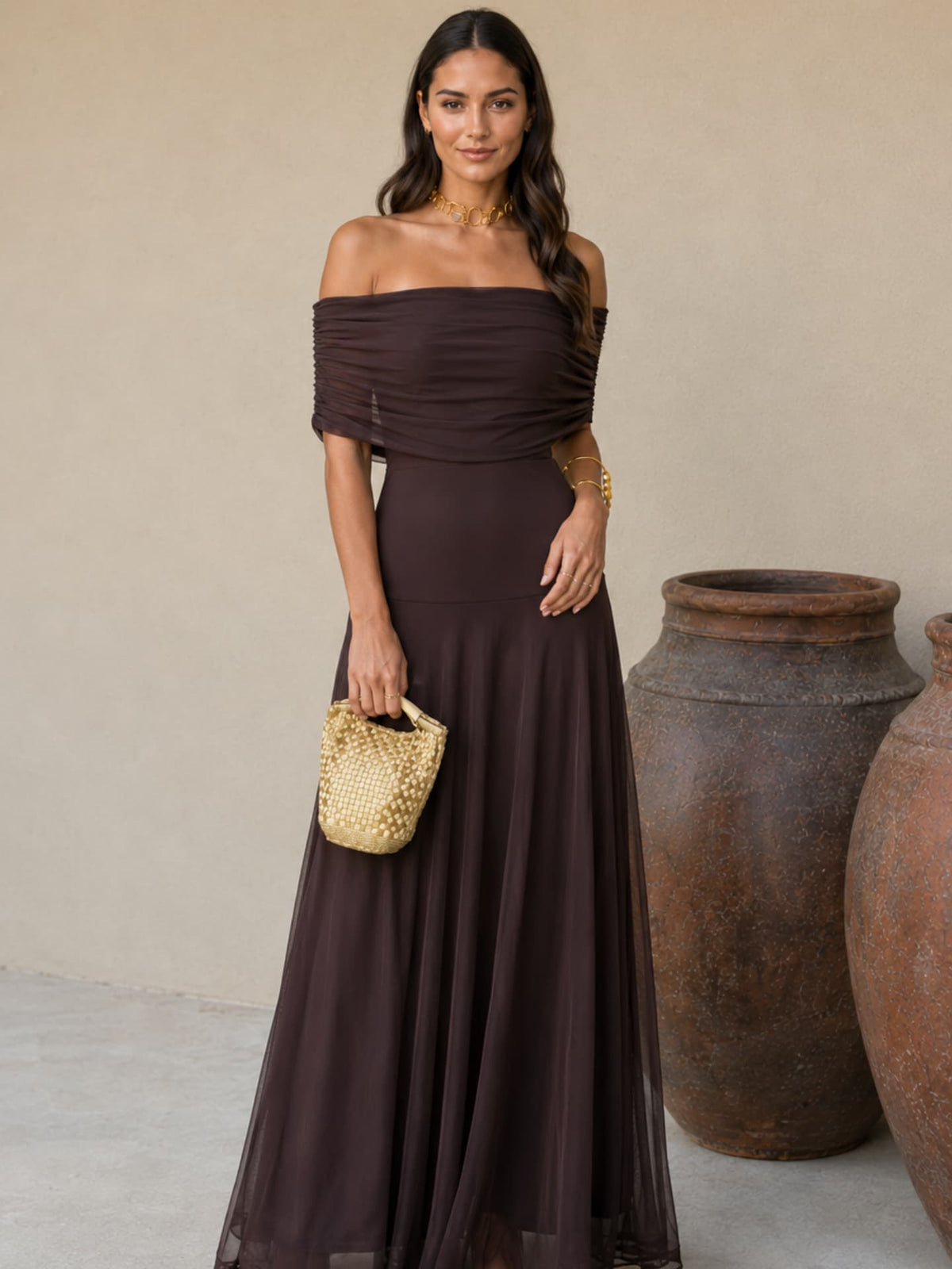 One-Shoulder Draped Ruched Flowy A-Line Maxi Gown 10