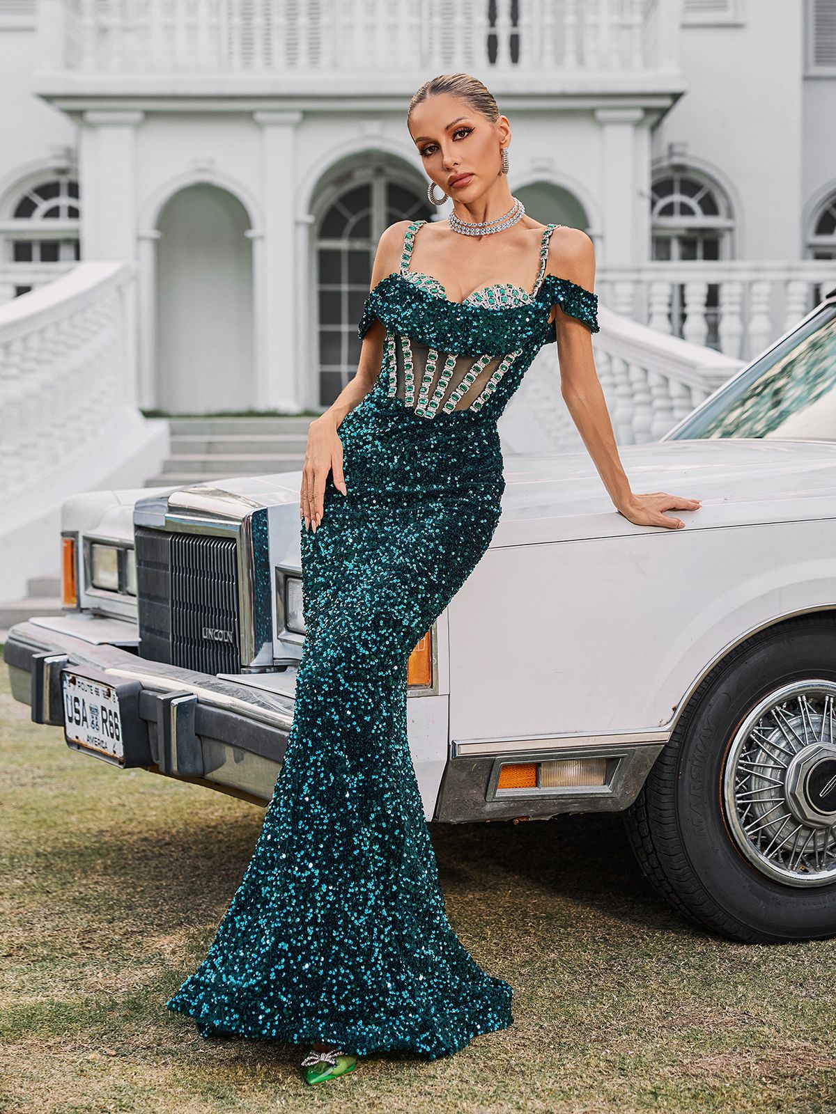 Spaghetti Embellished Maxi Dress