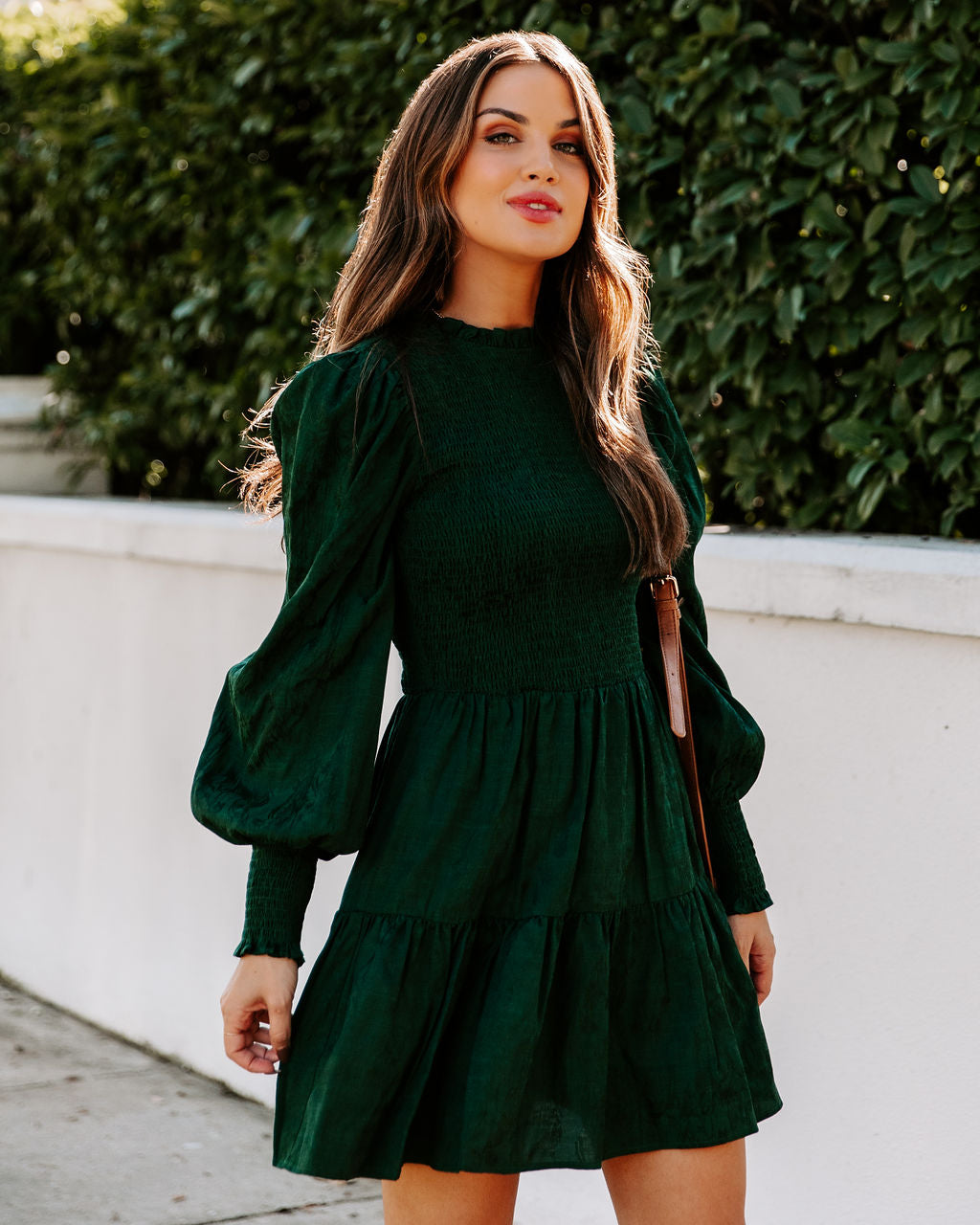 Pullover Long Sleeve Crew Neck Mini Dress