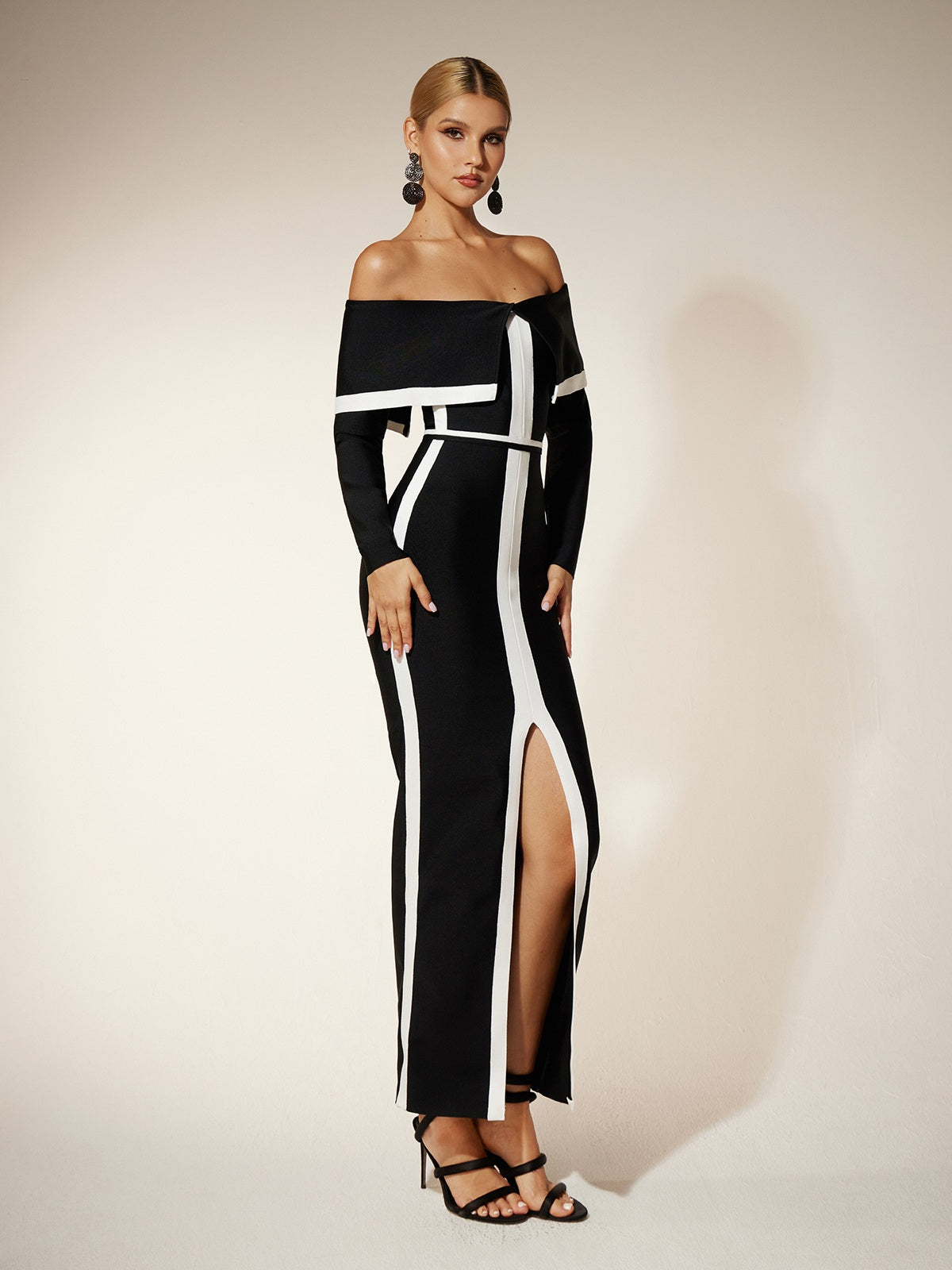 Off Shoulder Split Bandage Dress