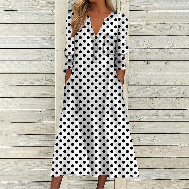 Elegant Chic VNeck Office Lady Pockets Dresses