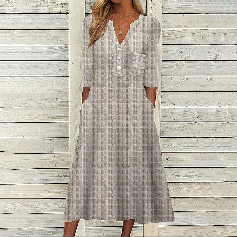 Elegant Chic VNeck Office Lady Pockets Dresses