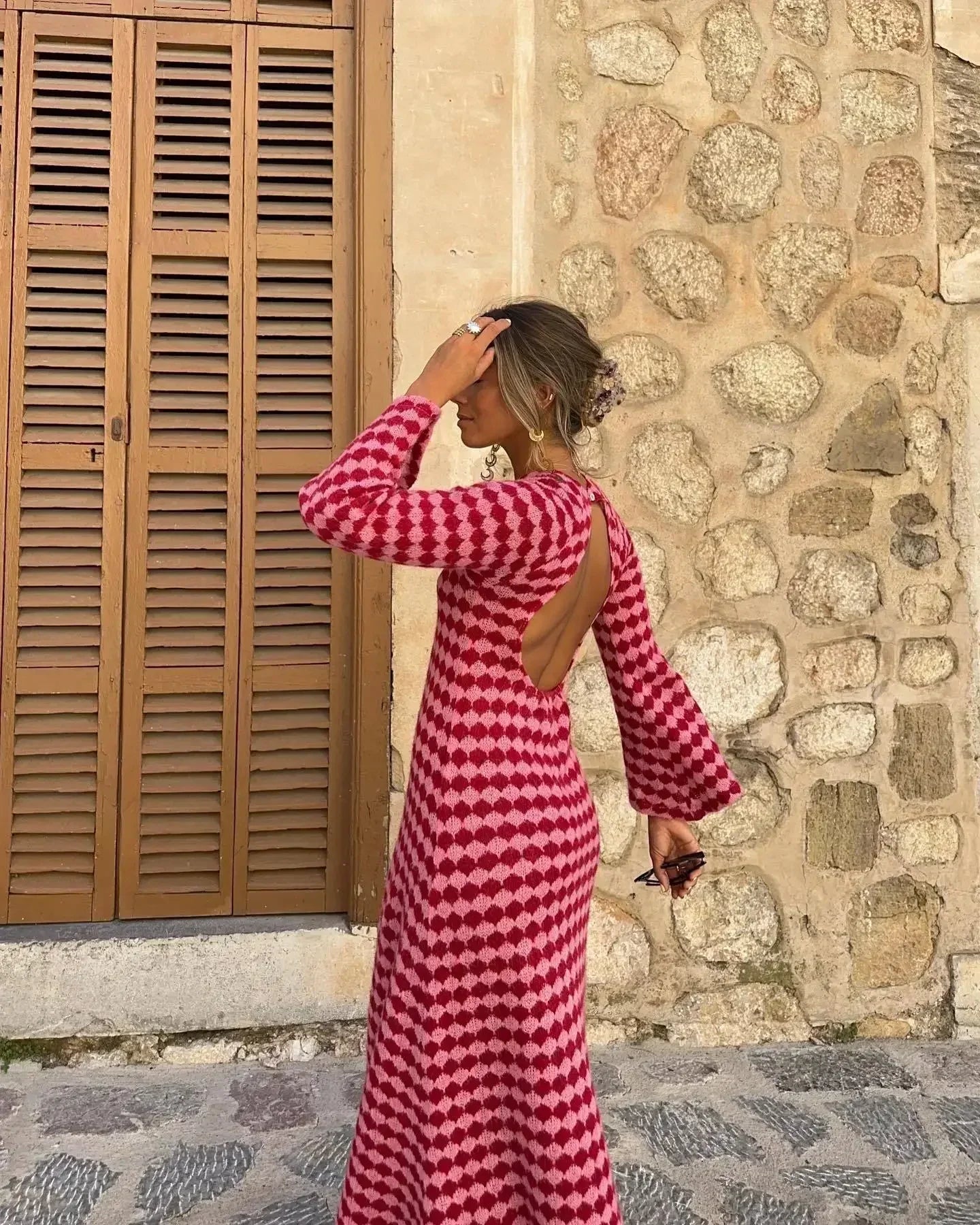 V Neck Plunge Maxi Dress
