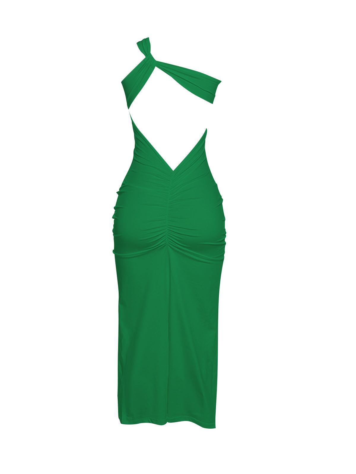 One Shoulder Backless Ruched Bodycon Maxi Dress 8