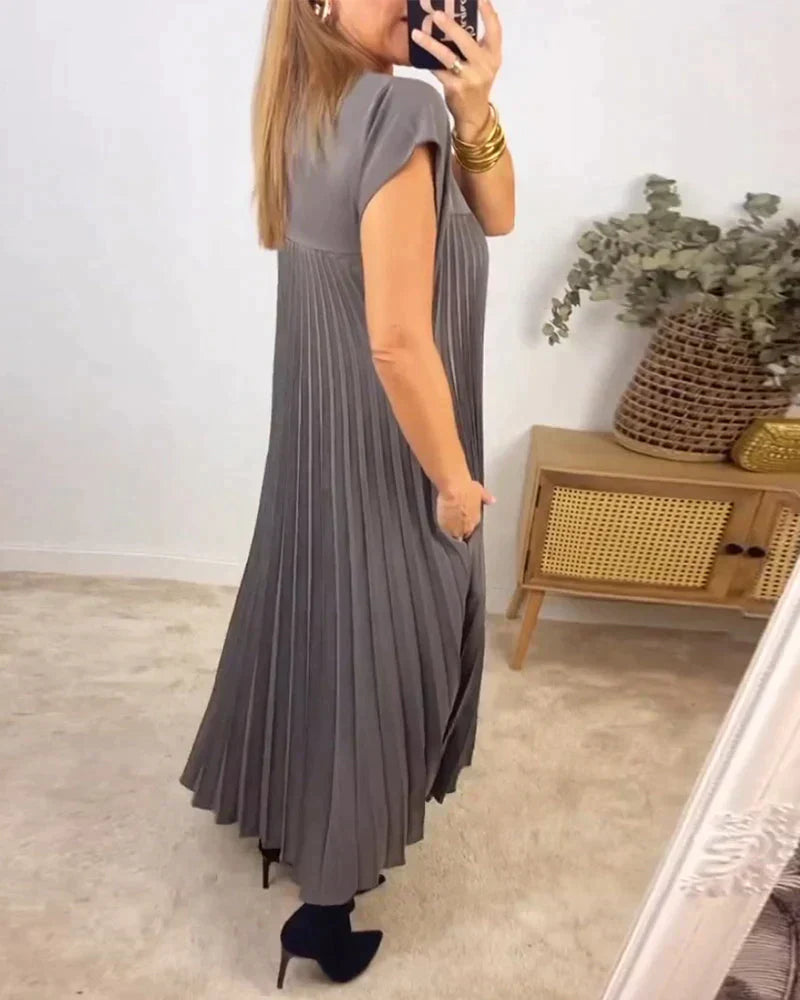 Aldina Elevated Sleeveless Dress with Pleats Designer Edit