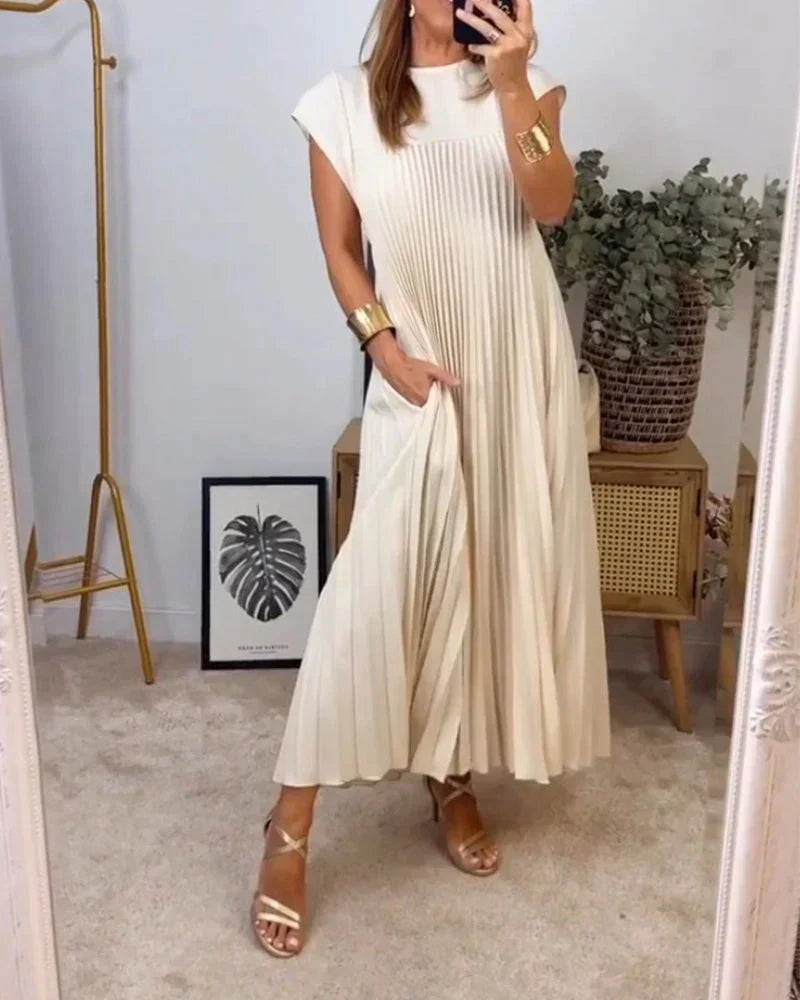 Iru Elevated Sleeveless Pleated Dress Statement Occasion Edit