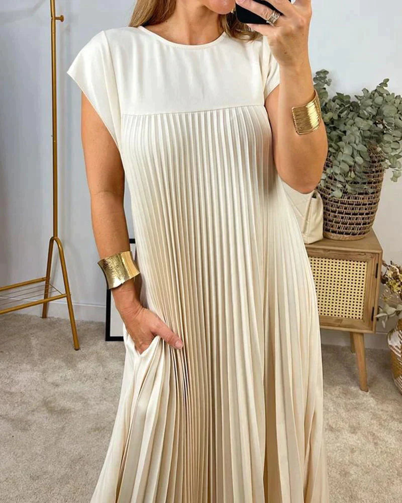 Aldina Elevated Sleeveless Dress with Pleats Designer Edit