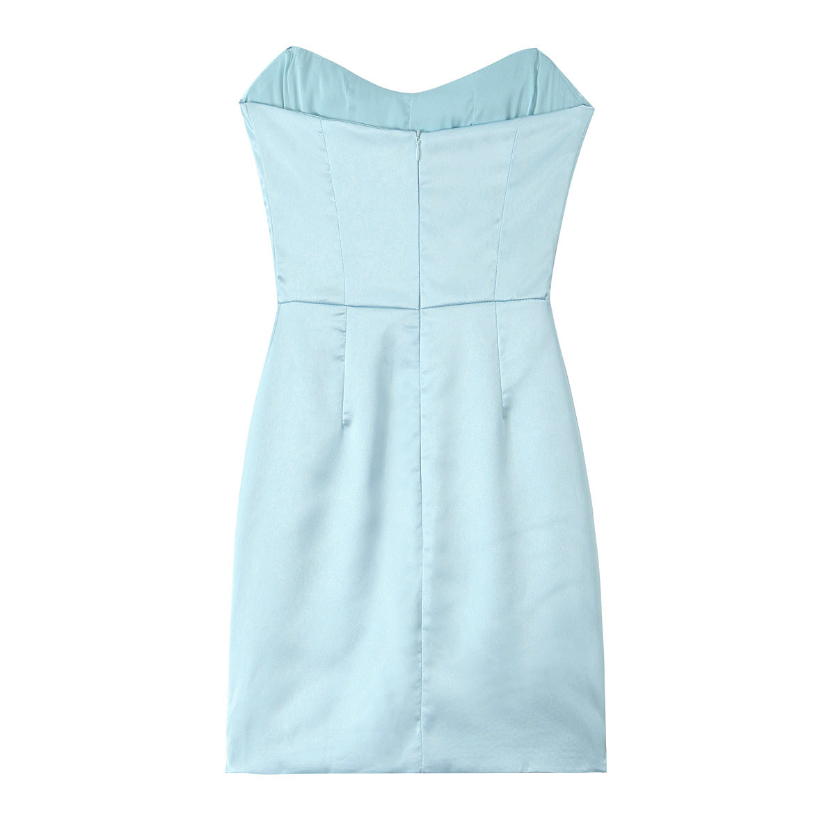 Fall French Vintage Crumpled Slim Silk Satin Texture Tube Top Dress Short Evening Dress