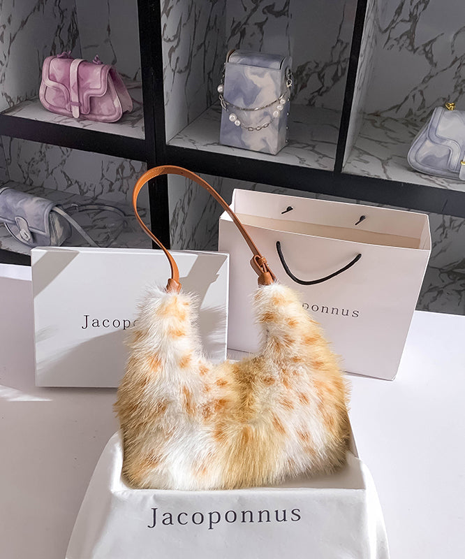 Spotted Fuzzy Faux Fur Shoulder Bag