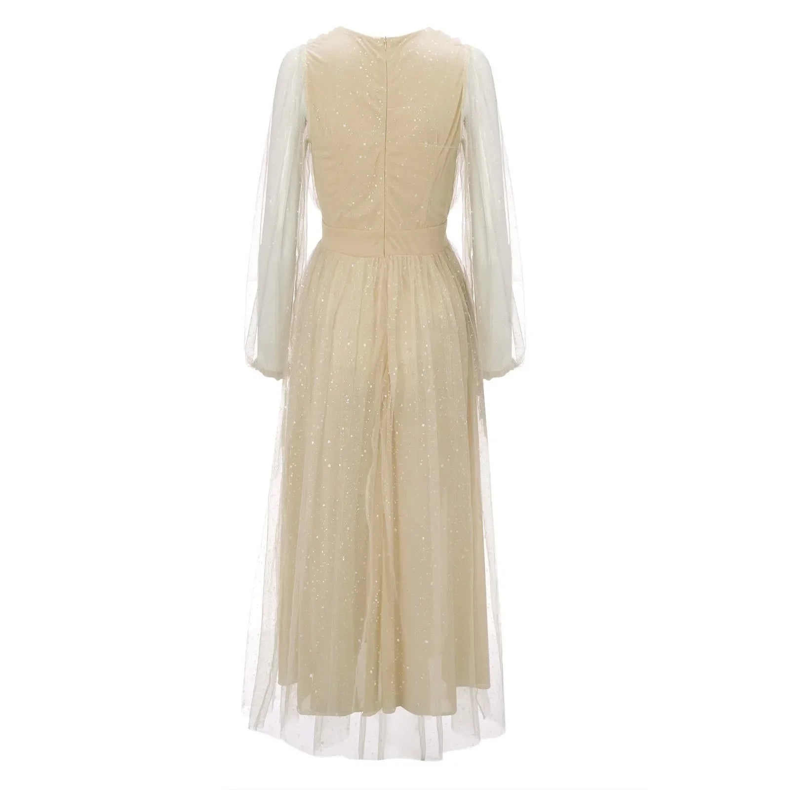 Sparkling Sleeveless Mesh VNeck Lantern Fairy Princess Dress