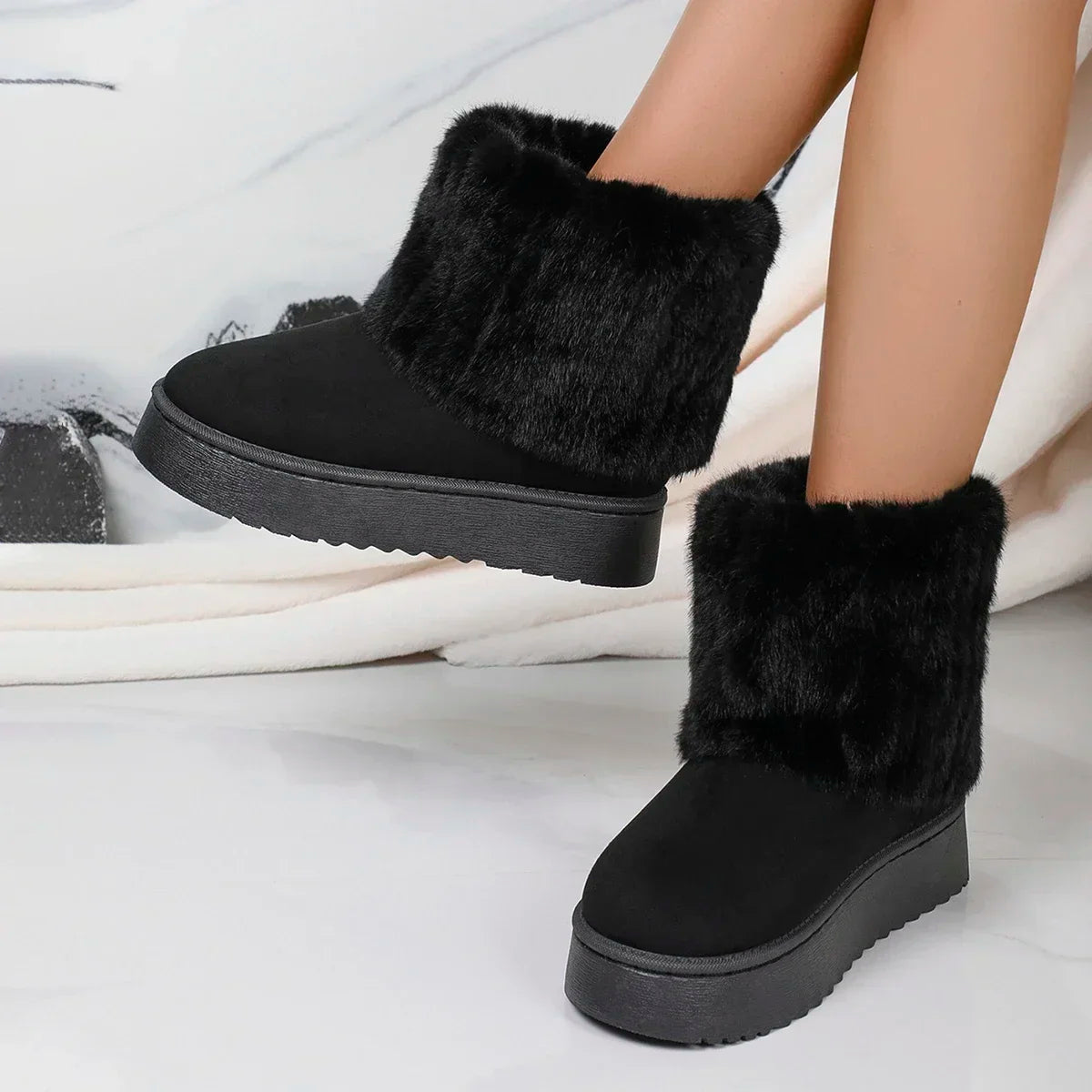 Round Toe Warm Thickened Plush Midcalf Thick Sole Snow Boot